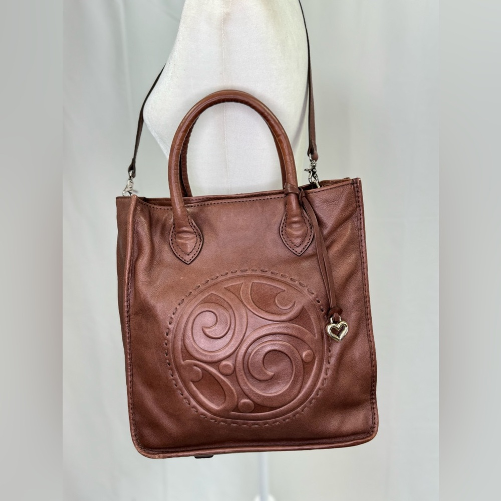 Brighton Brown Leather Tote with Embossed Medallion